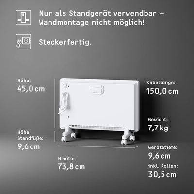 STIEBEL ELTRON neue Elektroheizung Standgerät für ca. 25 m², TÜV geprüft, Konvektor-Heizung mit einf