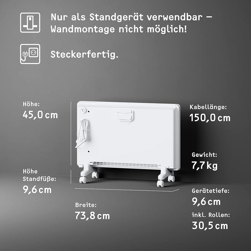 STIEBEL ELTRON neue Elektroheizung Standgerät für ca. 25 m², TÜV geprüft, Konvektor-Heizung mit einf
