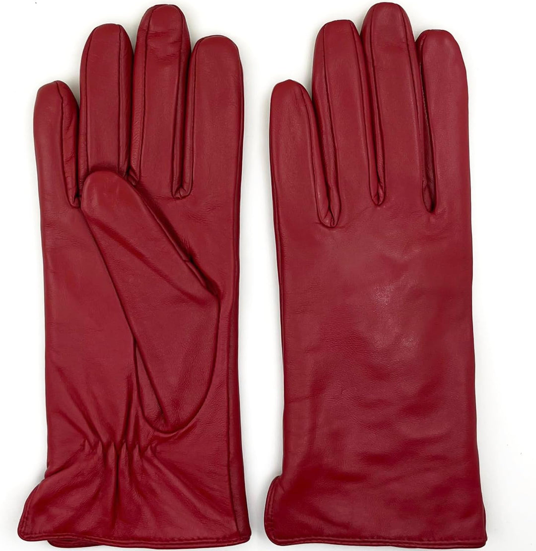 ZLUXURQ Damen Weiche Echte Lammfell Leder Touchscreen Winter Fahrhandschuhe Kaschmir gefüttert Small