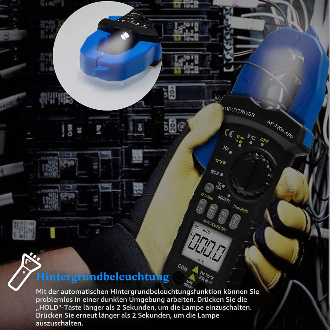 AOPUTTRIVER AP-7200APP Stromzange APP AC/DC ZangenmultimeterTrue-RMS 6000 Counts Messbereich Tester