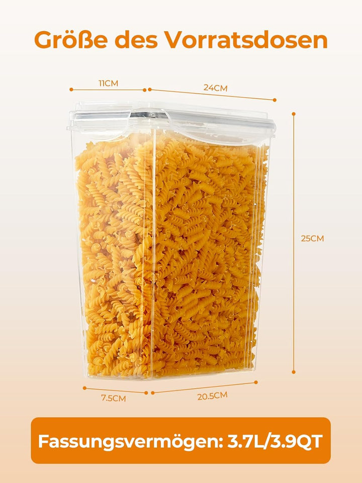 FOHERE Vorratsdosen mit Deckel Luftdicht Set of 4, 3.7L, Plastik Aufbewahrungsbox BPA-frei, Müsli Sc