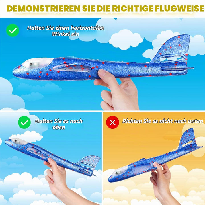 NUOBESTY Grosses Wurfschaumflugzeug Led-Licht Flugzeugspielzeug Segelflugzeug Flugzeugmodell Outdoor