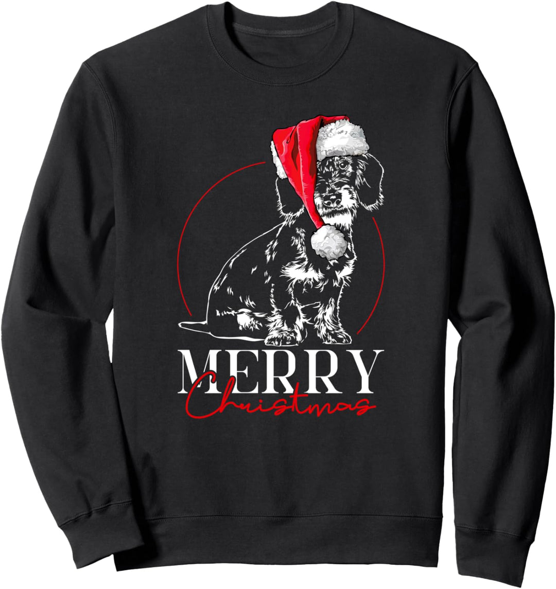 Santa Rauhaardackel Merry Christmas Weihnachten Hunde Sweatshirt