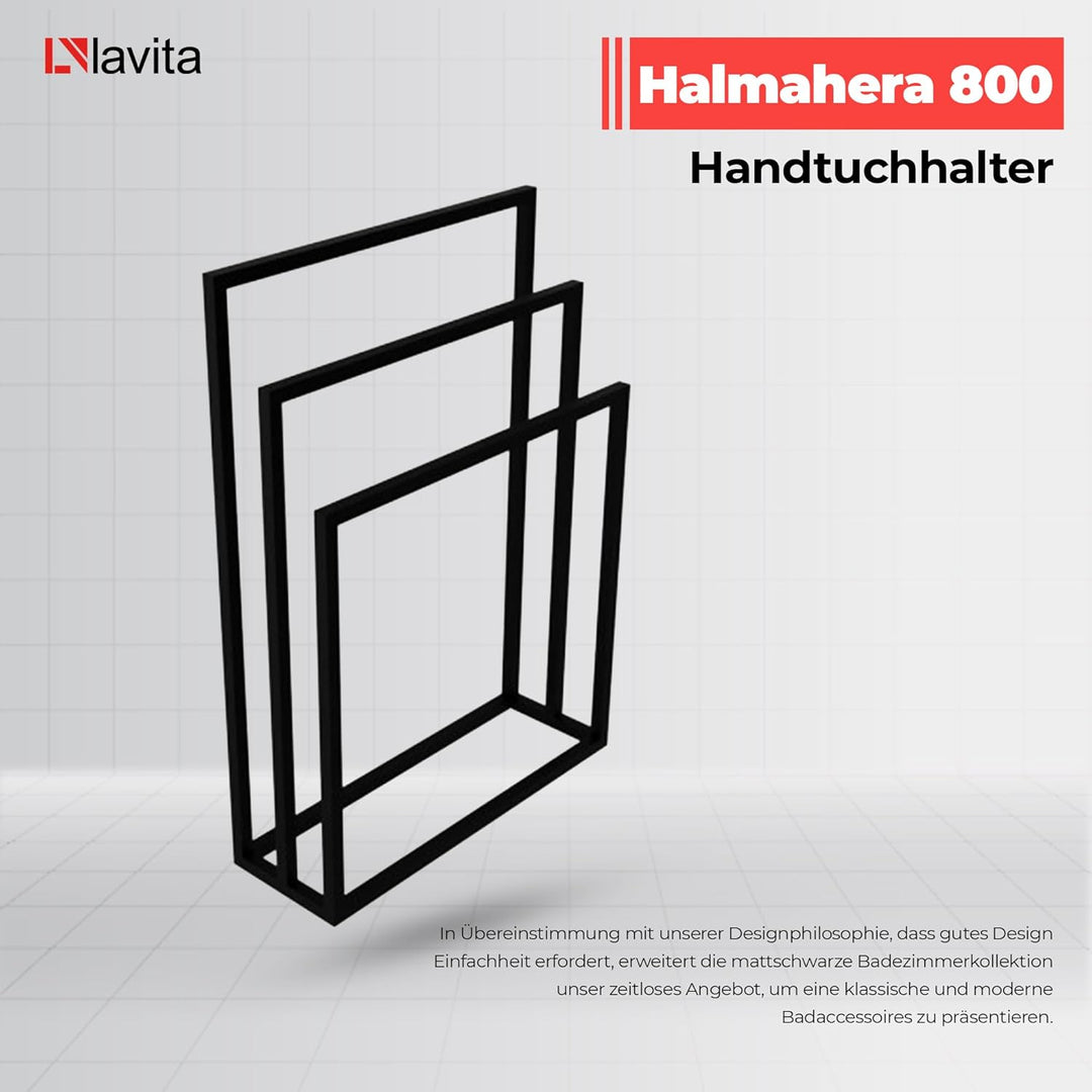 LAVITA HALMAHERA 800 | Handtuchständer Schwarz | Freistehender stehend, Handtuchhalter | Stehend für