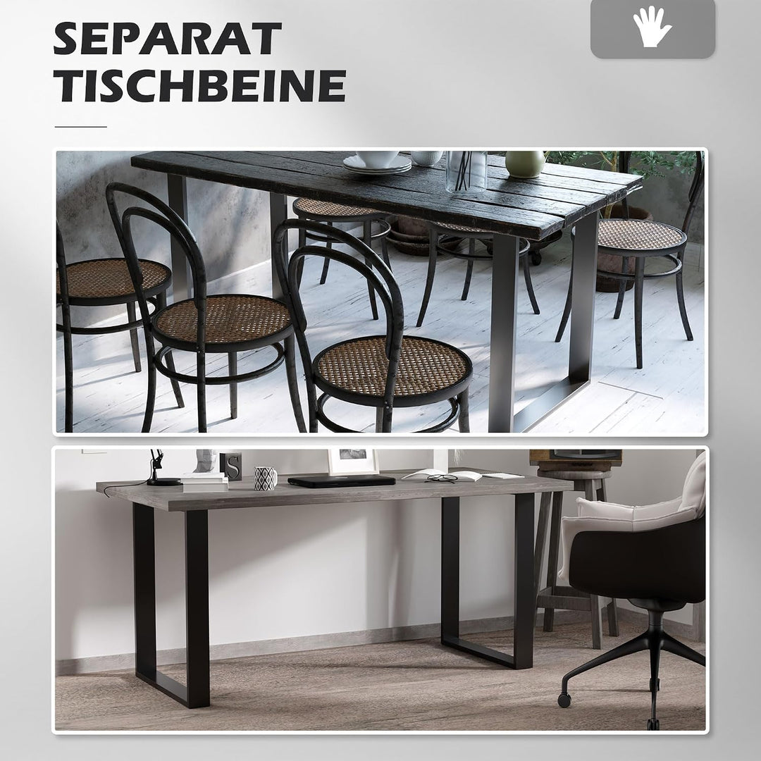 HOMCOM Tischbeine, 2er-Set Tischkufen, Möbelfüsse aus Vierkantprofilen, 60 x 72 cm Tischgestell für