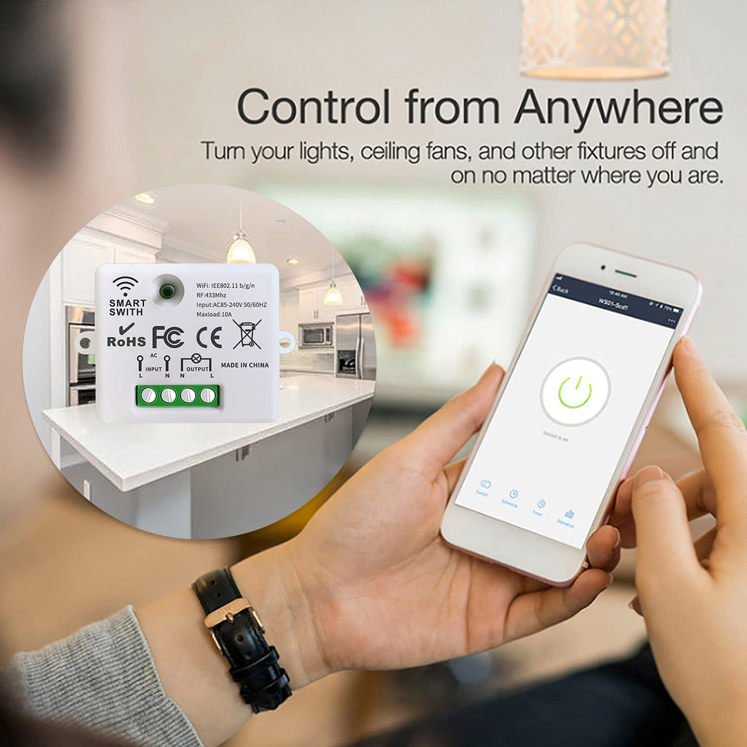 DieseRC Mini Wireless WiFi Switch, 2500W 10A RF Relais Fernbedienung 3 Empfänger mit 1 Wireless Wand
