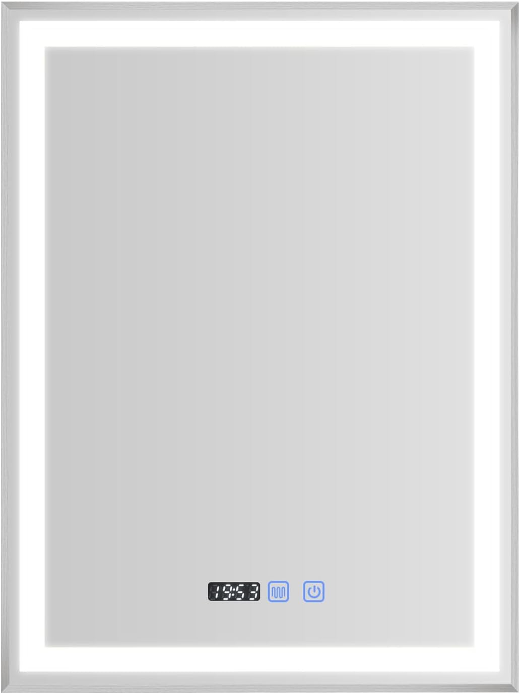YOURLITE Badspiegel mit Beleuchtung 60x80cm, LED Spiegel Bad mit Uhr, 3 Lichtfarben Dimmbar, Badezim