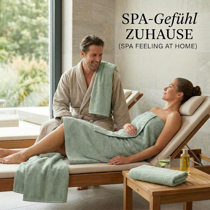 Betz Berlin 6er Set 2X Maxi Duschtuch 100 x 150 cm 4X Handtuch 50 x 100 cm 100% Baumwolle Farbe Jade