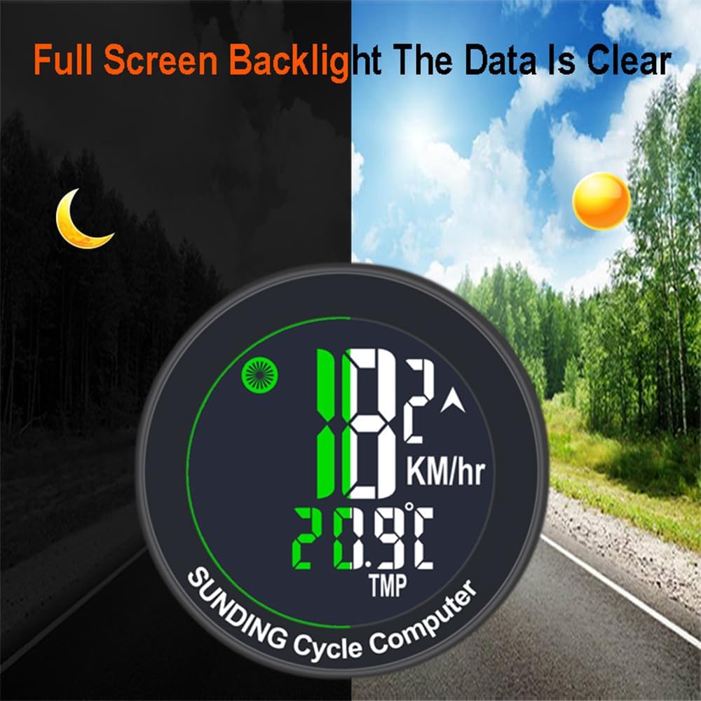 Kavolet Fahrradcomputer Kabellos, Fahrradtacho 16 Funktionen wasserdichte mit Hintergrundbeleuchtete