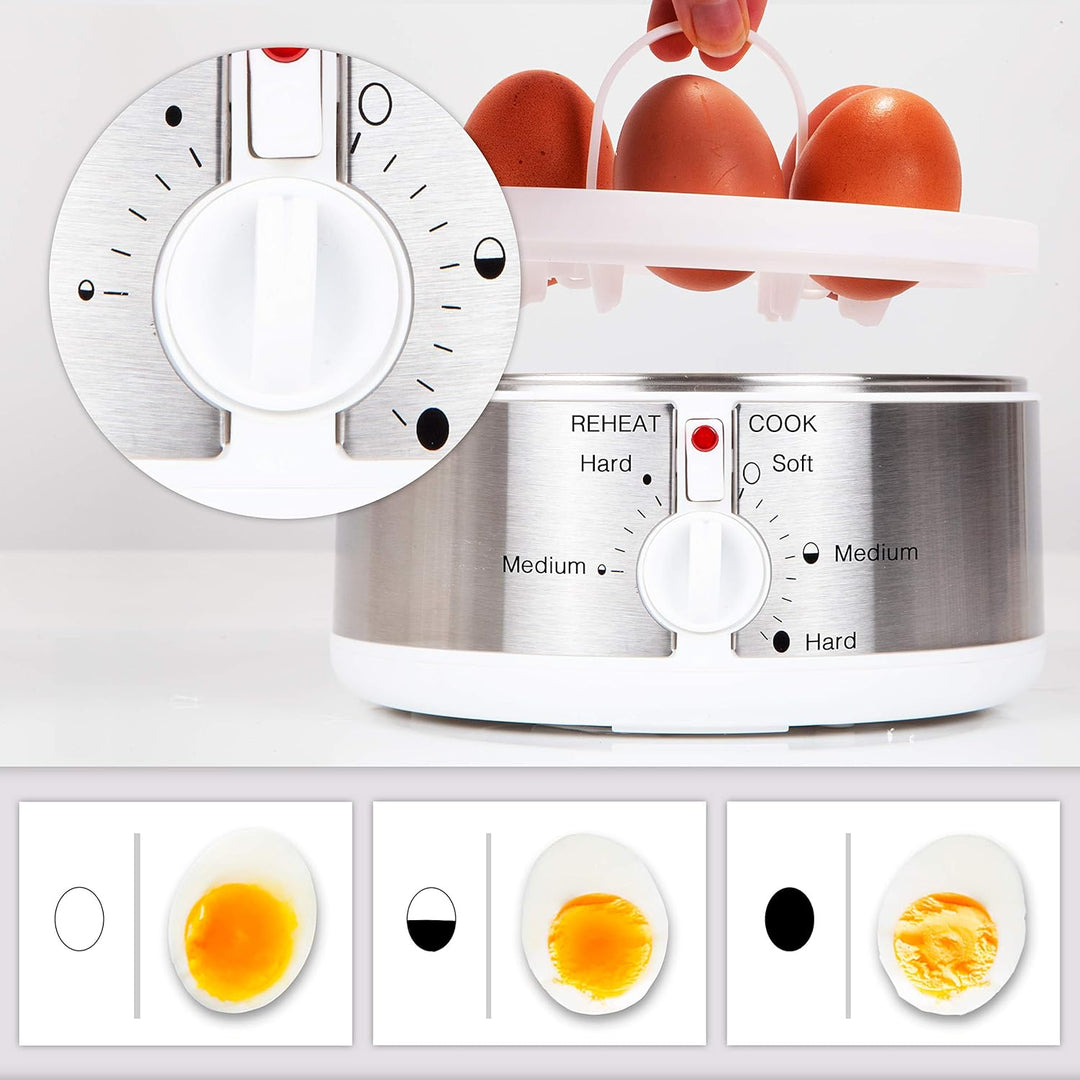 Duronic EB35 Eierkocher, für 1 bis 7 Eier | Härtegradeinstellung und Timer, Eier auf 2 verschiedene