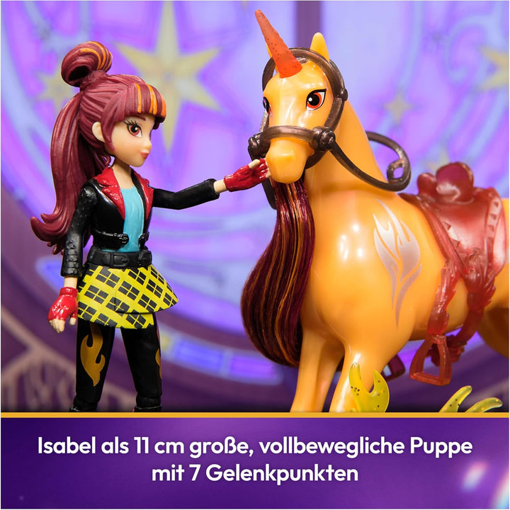 Unicorn Academy Set - Valentina und Einhorn Cinder mit echter Mähne und Schweif sowie Bürste, ca. 12