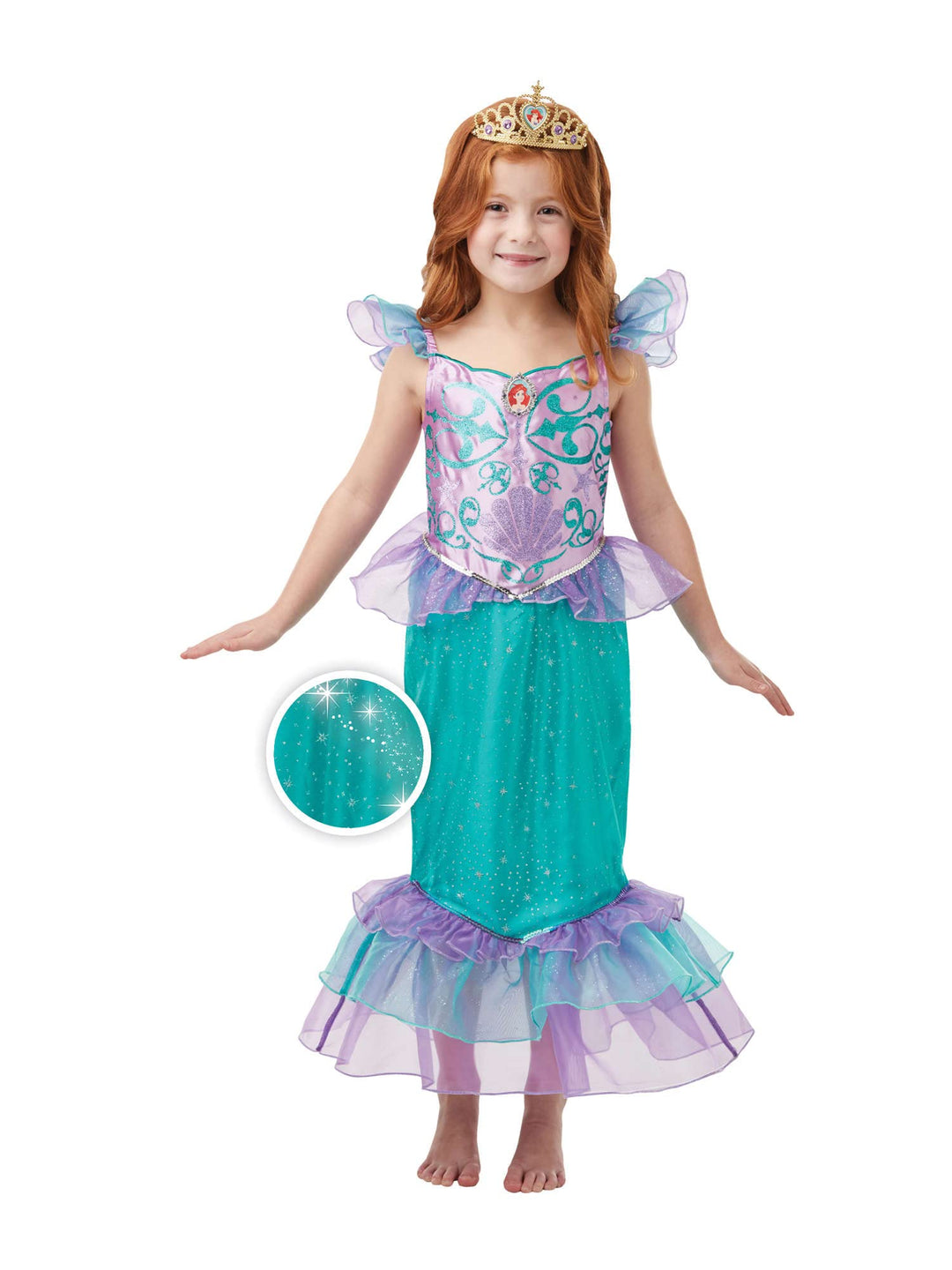 Rubie's offizielles Disney-Kostum, Prinzessin Ariel, Meerjungfrau, Glitzer, Mädchen-Kostüm