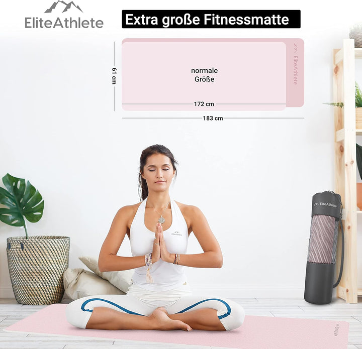 EliteAthlete Yogamatte - Sportmatte - Fitnessmatte - Gymnastikmatte gepolstert &amp; rutschfest für Fitn