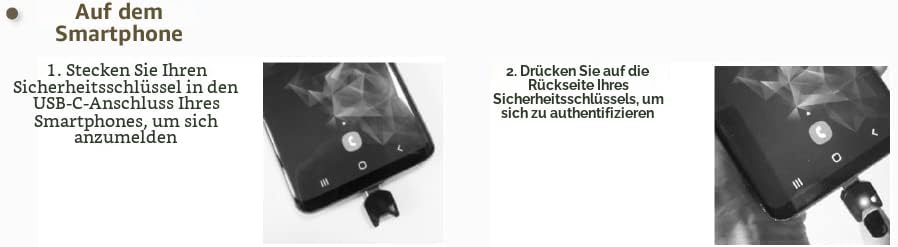 Winkeo-C FIDO2 Sicherheitsschlüssel, passwortlos und Zwei-Faktor-Authentifizierung, für PC, Tablet u