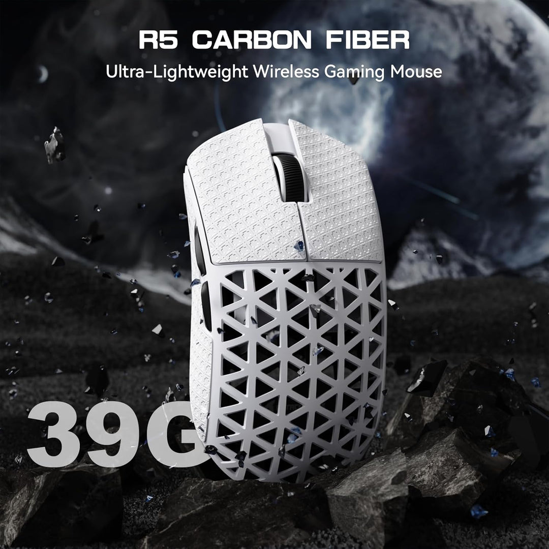 ATTACK SHARK R5 Ultra Carbonfaser HyperSpeed Kabellose Gaming-Maus, 39g Ultraleichte Maus mit Gripta