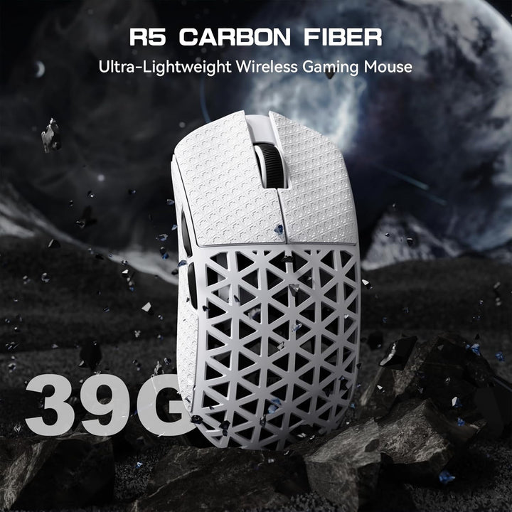 ATTACK SHARK R5 Ultra Carbonfaser HyperSpeed Kabellose Gaming-Maus, 39g Ultraleichte Maus mit Gripta