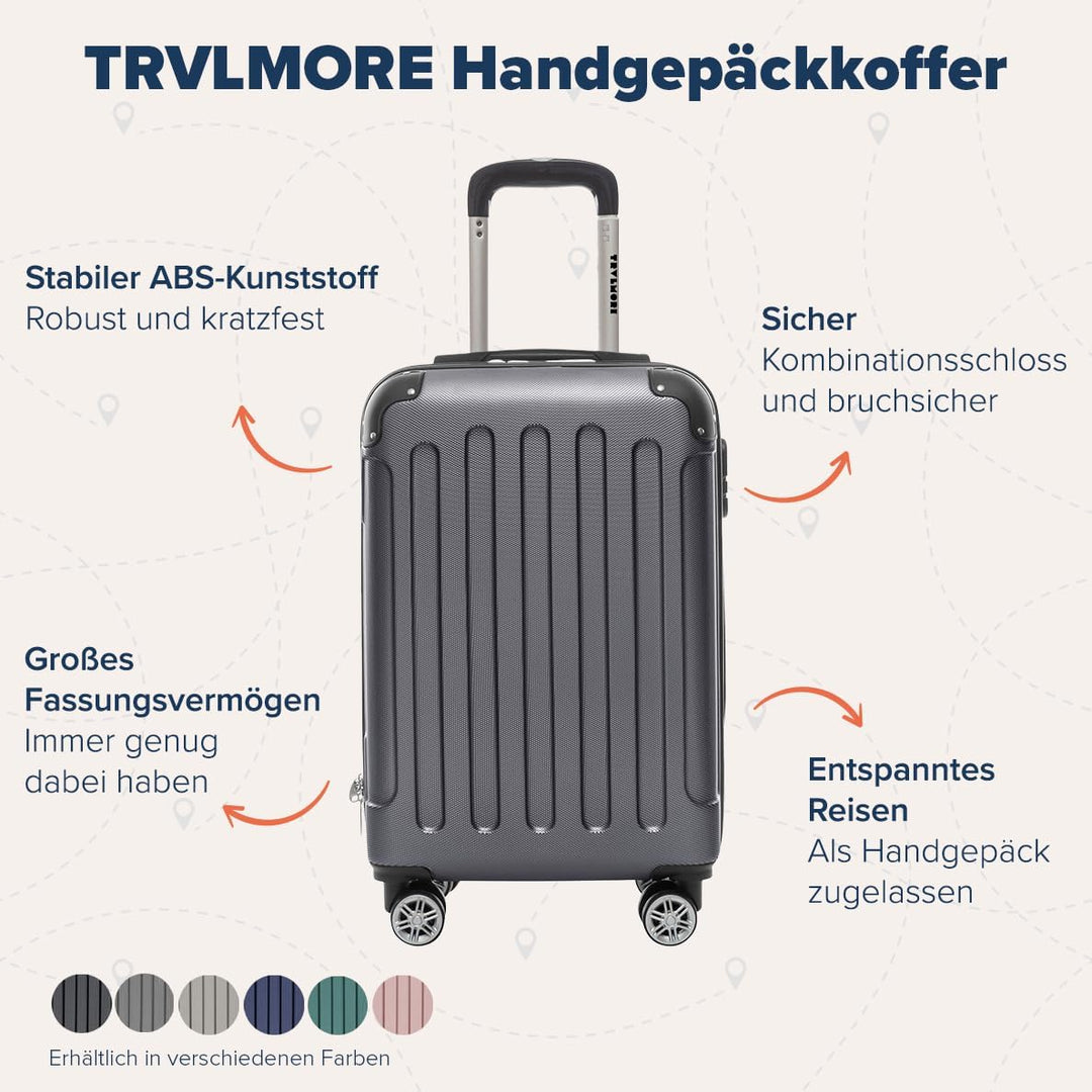 TRVLMORE Handgepäck Koffer 55x40x20cm - Koffer & Trolleys, Reisekoffer mit Rollen, Handgepäck Trolle