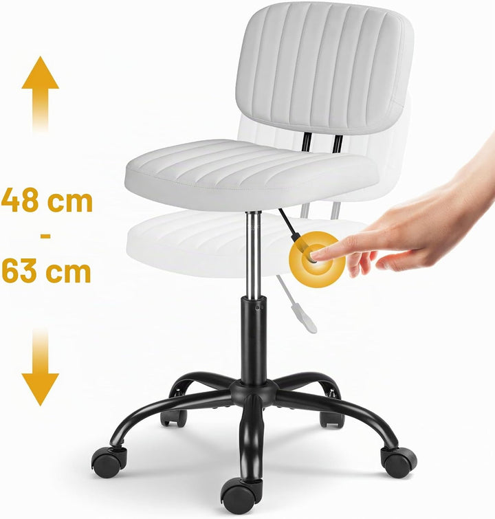 Ergonomischer Rollhocker mit Rückenlehne Arbeitshocker Drehhocker Rollhocker 360° drehbar Höhenverst
