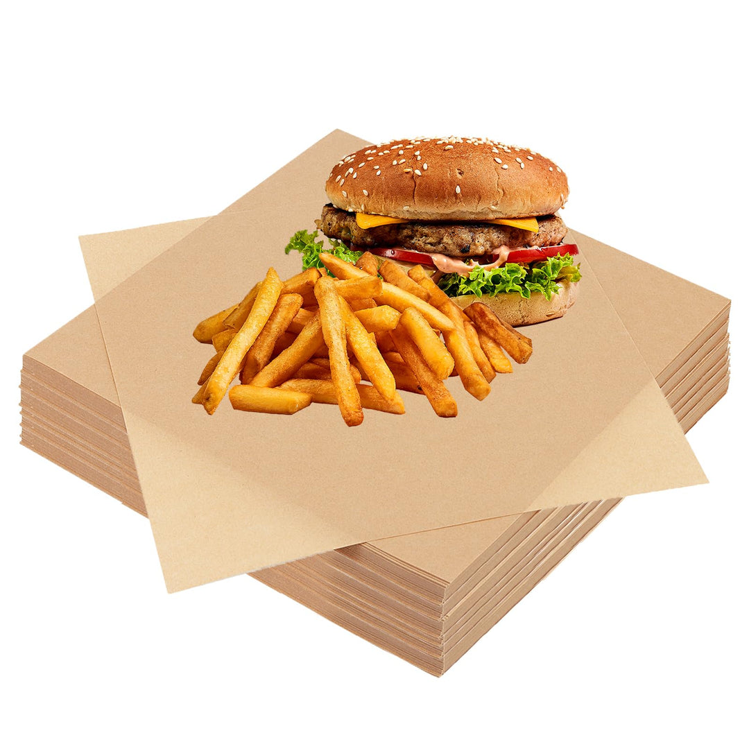 500 Stück Backpapier Quadratisch, 30 x 30 cm, Antihaft, Fettdicht, Braunes Pergamentpapier, Ideal fü