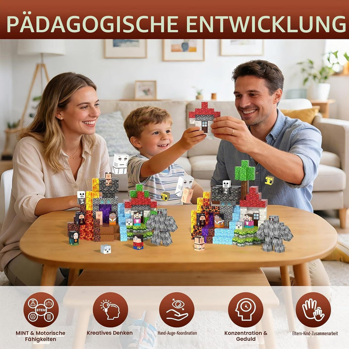 Magnetische Bausteine 200 PCS, Magnetbausteine ab 3 Jahre, Magnetic Blocks für Kinder Jungen Mädchen