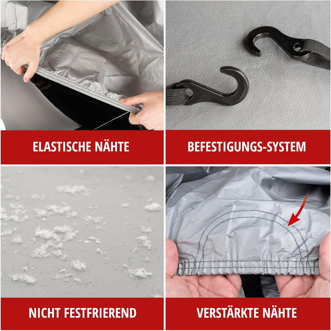 WALSER Autoabdeckung All Weather Light Halbgarage Grösse L hellgrau, wasserdichte Halbgarage, Staubd