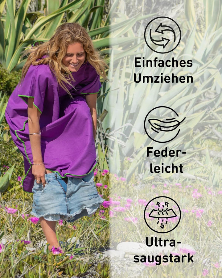 Fit-Flip Surfponcho, Umziehhilfe Damen &amp; Herren – kompakt und sehr leicht – Badeponcho, Umziehhilfe,
