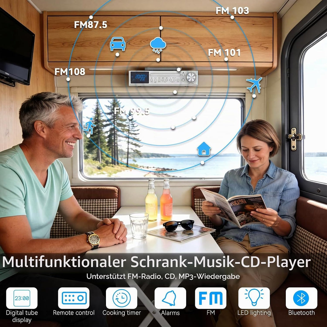 MONODEAL Bluetooth CD Player mit Radi,Küchenradio Unterbau mit Weckfunktion | Unterbauradio Küche mi