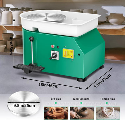 VAYOTOY Elektrische Töpferscheibe Maschine 25CM 350W Keramik Clay Maschine Professionelle Töpfersche