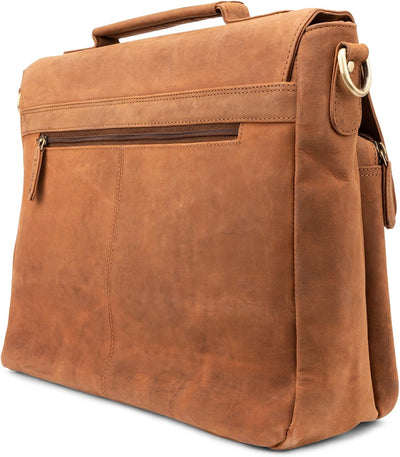 LEABAGS Leder Umhängetasche Herren Aktentasche Vintage Laptoptasche Messenger Bag für 15 Zoll Laptop