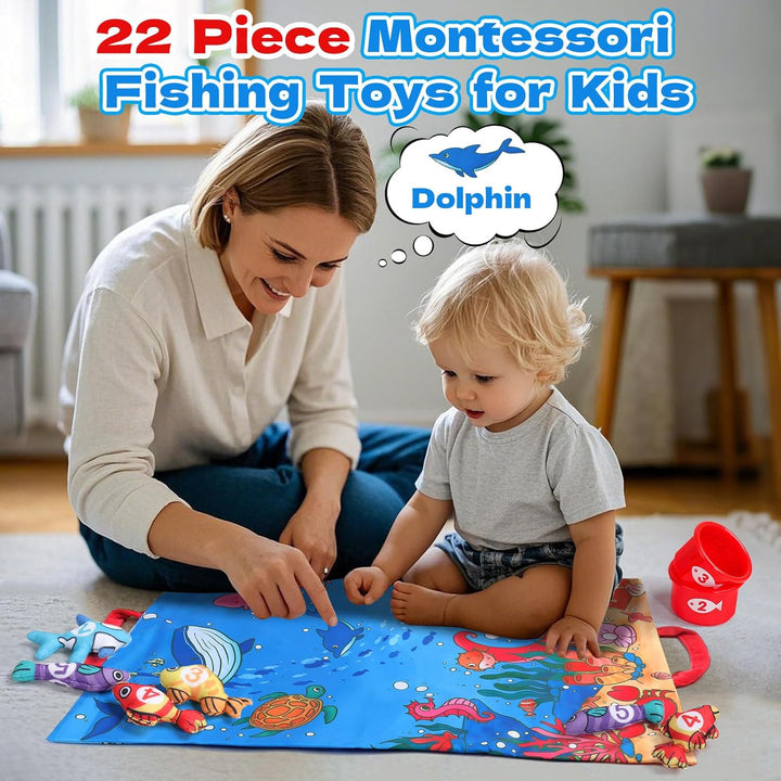 jerryvon Montessori Spielzeug ab 1 2 Jahr, Angelspiel kinderspielzeug, Lernspiele, Motorikspielzeug,