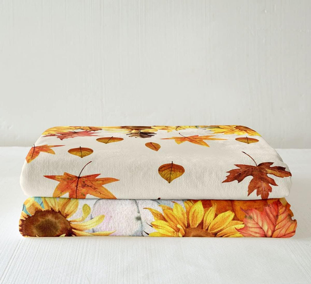 Homewish Herbst Kürbis Decke für Zuhause 75 x 100 Thanksgiving Erntezeit Dekor Sherpa Decke Herbst A