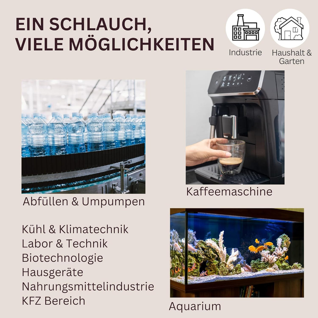 sarian Silikonschlauch Meterware Industriequalität -60°C bis 200°C Schlauch transluzent Innendurchme