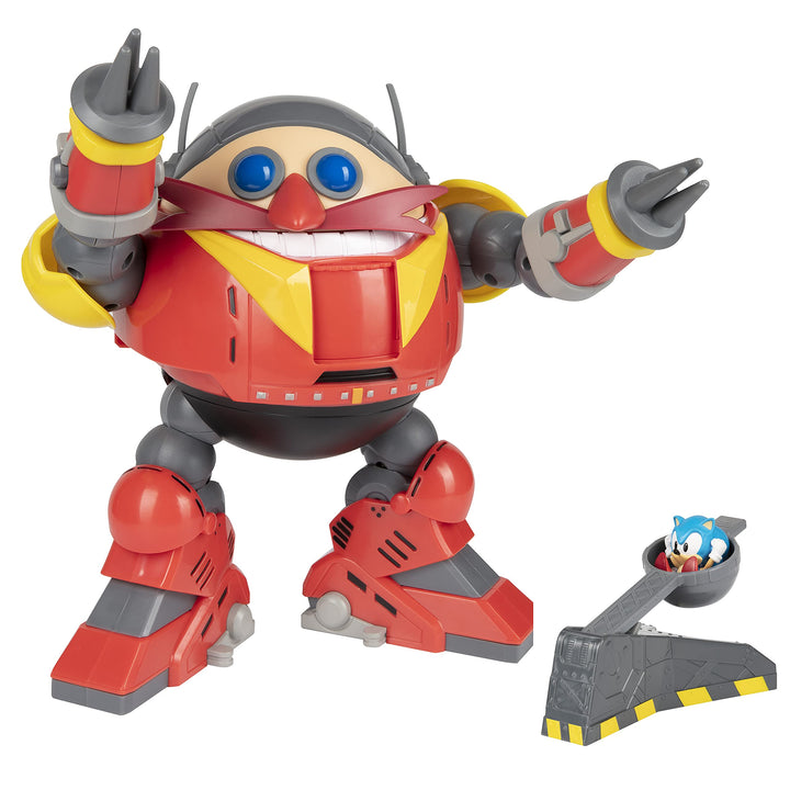 Riesen Dr. Eggmann Roboter 22cm Battle Set mit exklusiver 6cm Sonic Figur (Eggman mit Funktion) Rot,