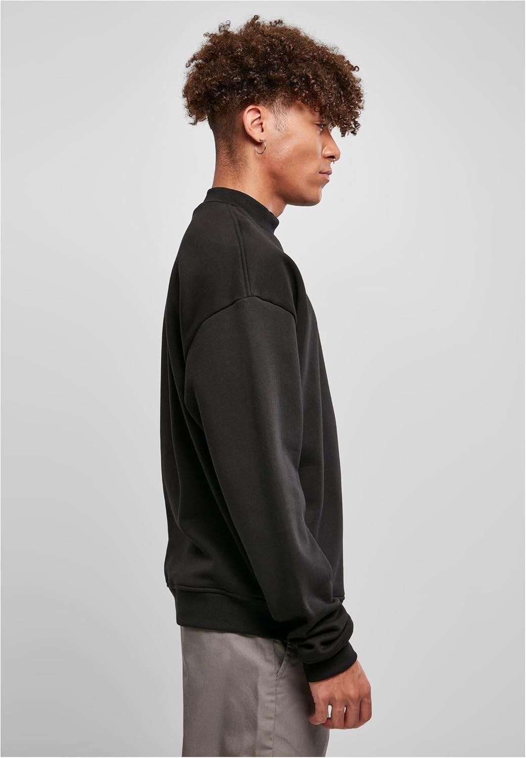 Urban Classics Herren Pullover mit hohem Rippkragen, weites Mock Neck Sweatshirt, überschnittene Sch