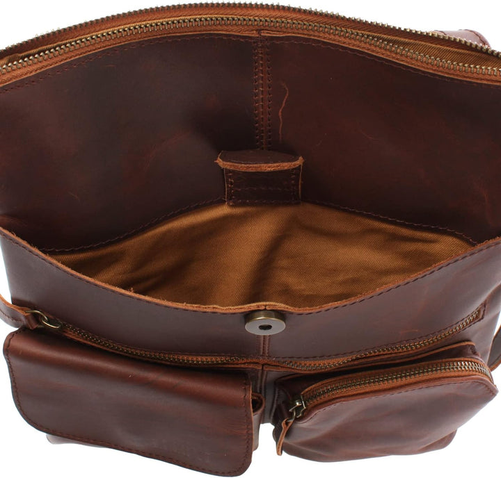 LECONI Umhängetasche Rinds-Leder kleine Schultertasche Damen + Herren Vintage-Look Schultertasche Le