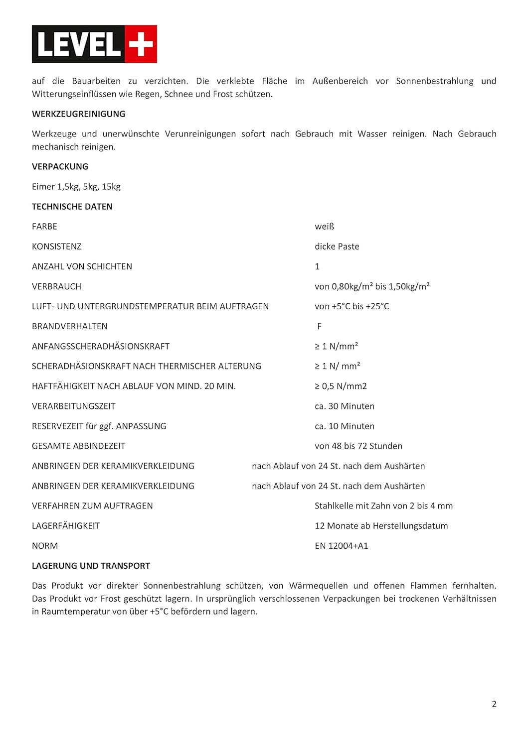 12 Fliesenkleber D2TE - Dispersionskleber für Innen &amp; Aussen 20kg, 20kg