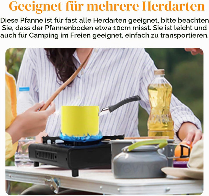 Mini Kochtopf mit Griff, 550ml 10cm Kleine Milchpfanne Antihaft Butterwärmer Mini Suppentopf Milch k