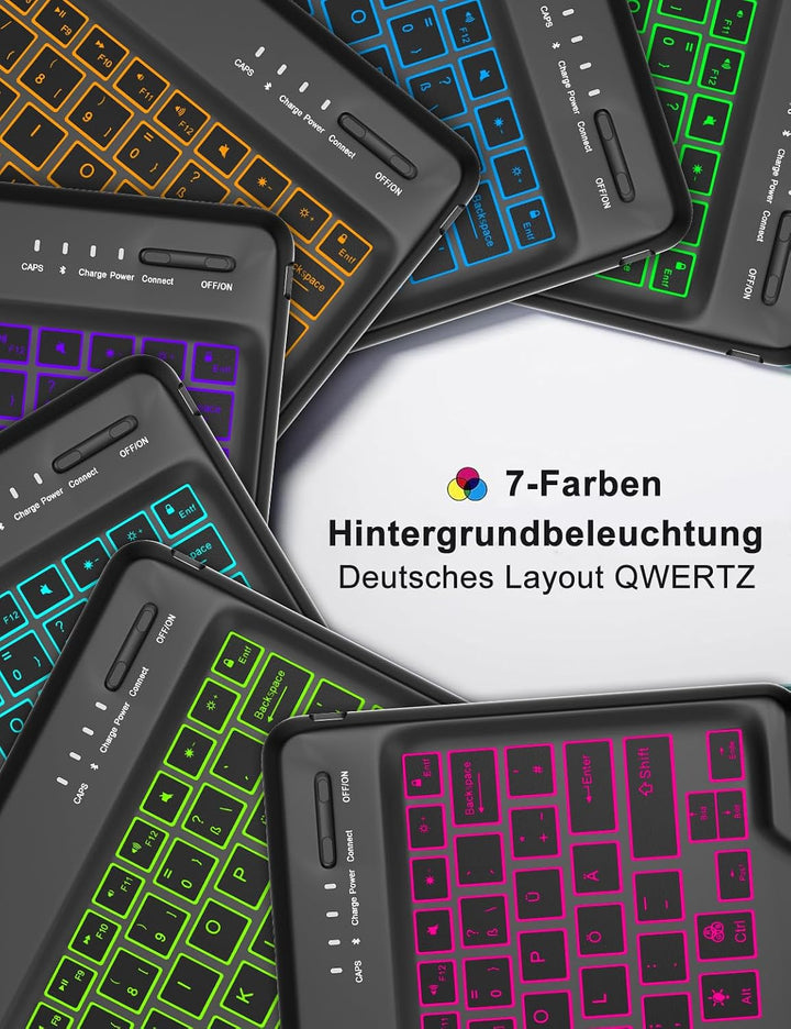 Für Idea Tab Plus 12.1" Tastaturhülle mit Beleuchtung QWERTZ Schwarz Idea Tab Plus 12,1" (2025) TB36