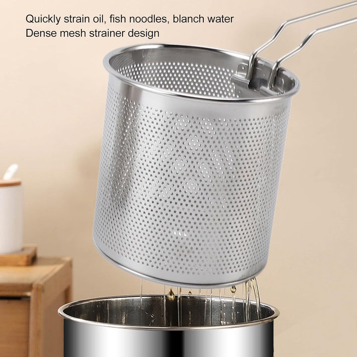 Fritteusentopf aus Edelstahl 304, Kompakter Kochtopf, Fritteuse mit Siebkorb, Multifunktionaler Mini