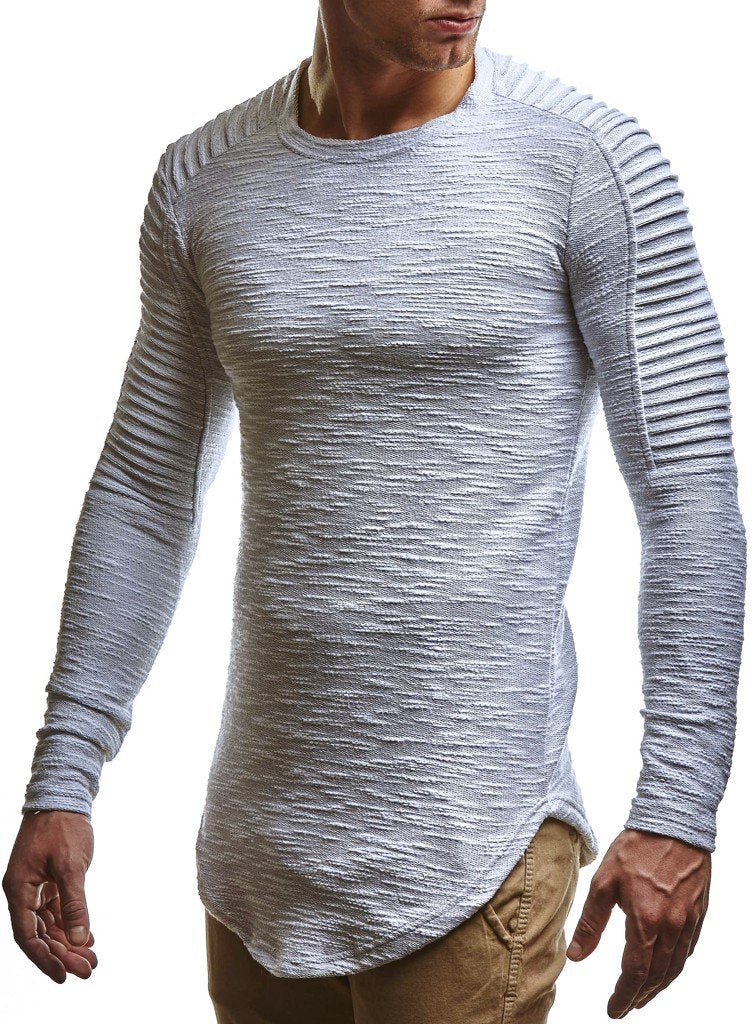 Leif Nelson Herren Pullover Rundhals-Ausschnitt Schwarzer Männer Longsleeve dünner Pulli Sweatshirt