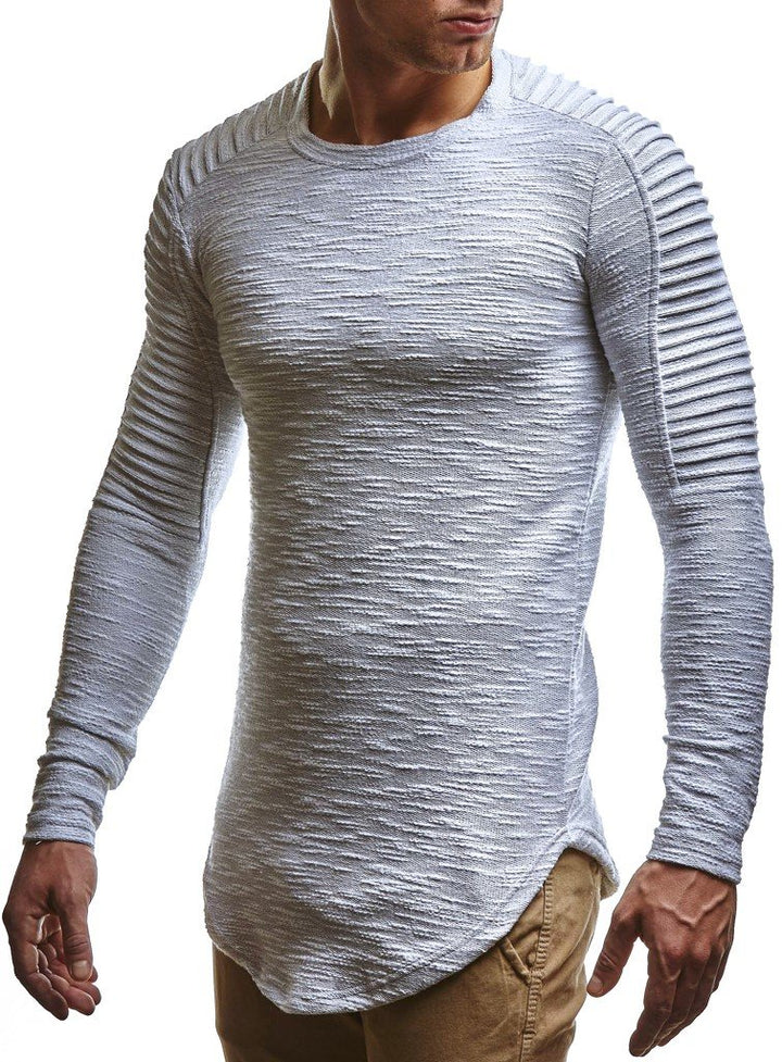Leif Nelson Herren Pullover Rundhals-Ausschnitt Schwarzer Männer Longsleeve dünner Pulli Sweatshirt