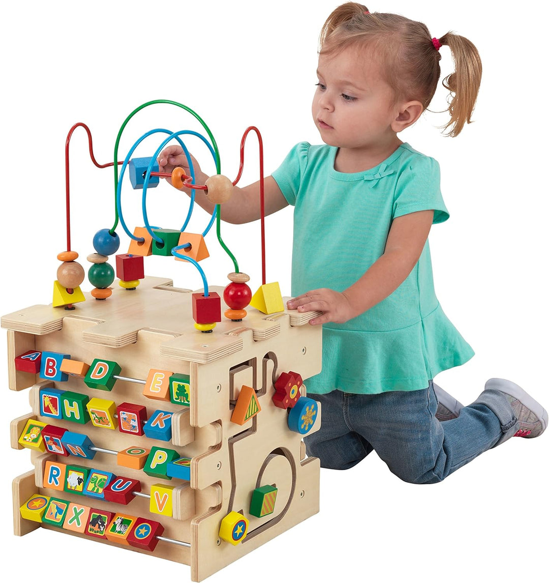 KidKraft Deluxe Motorikwürfel aus Holz, Motorikspielzeug ab 1.5 Jahre, Activity Center Baby Spielzeu