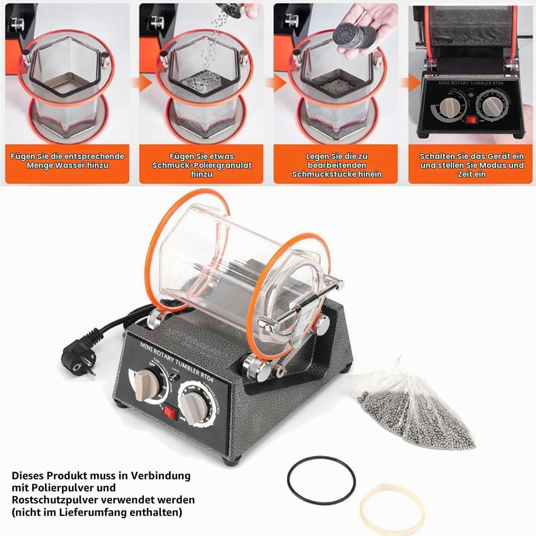 Poliermaschine für Schmuck Poliertrommel Kugelmühle 3 Kg, Rotary Jewelry Tumbler Polierer 45 W, Schm