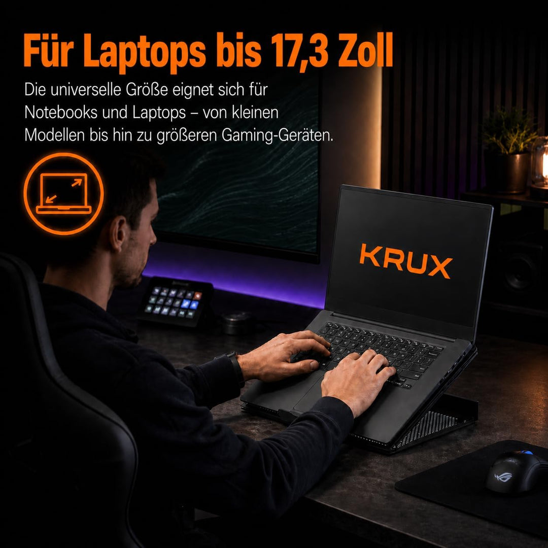 KRUX Laptop Stand, universeller Laptopständer, komplett aus Metall, Gute Belüftung des Notebooks, Ve