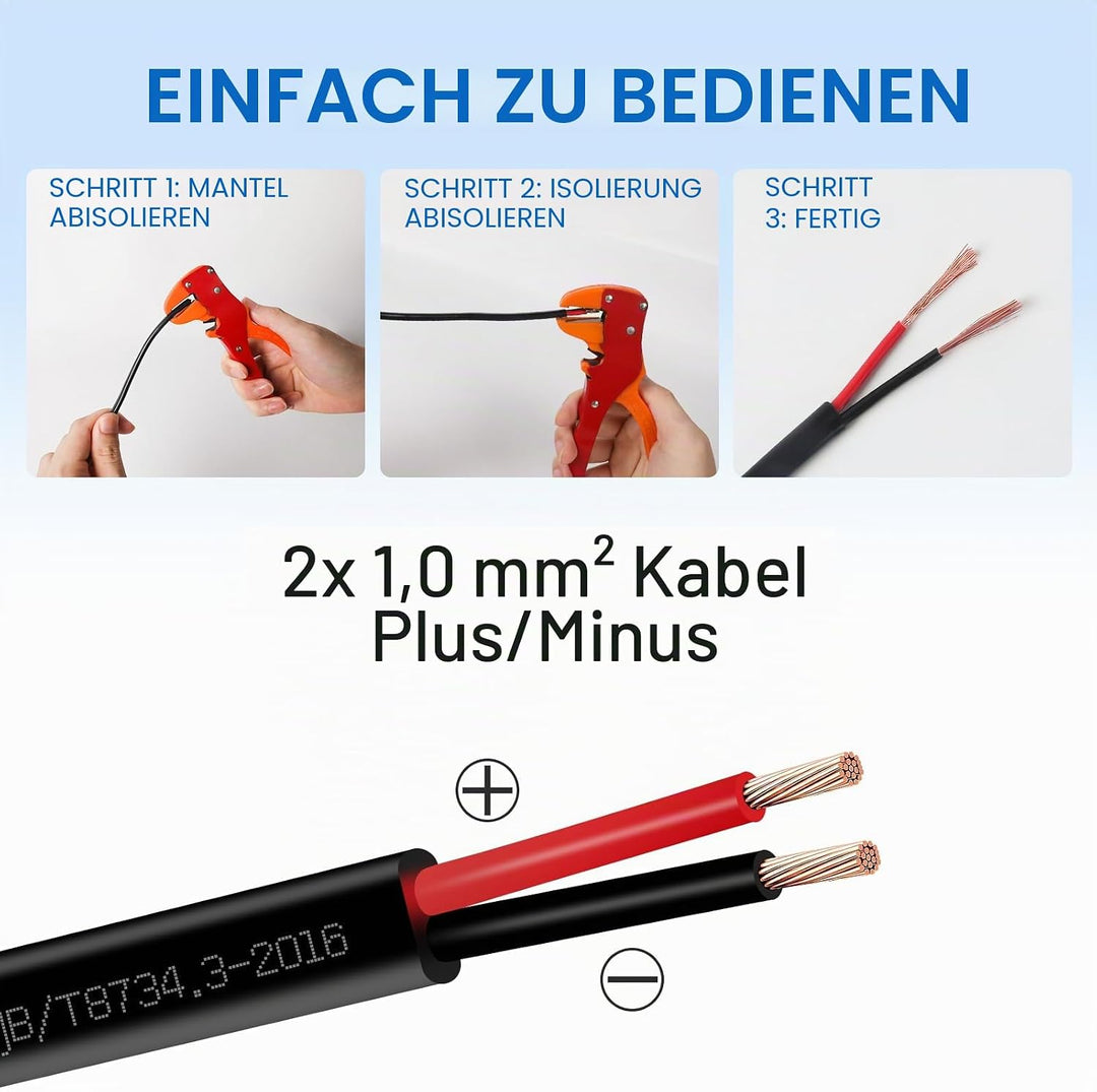 2 Adriges Fahrzeugleitung Kabel 5m, 12V 24V 2 Adriges Anhängerkabel LED-Rücklichter Verkabelung Kabl