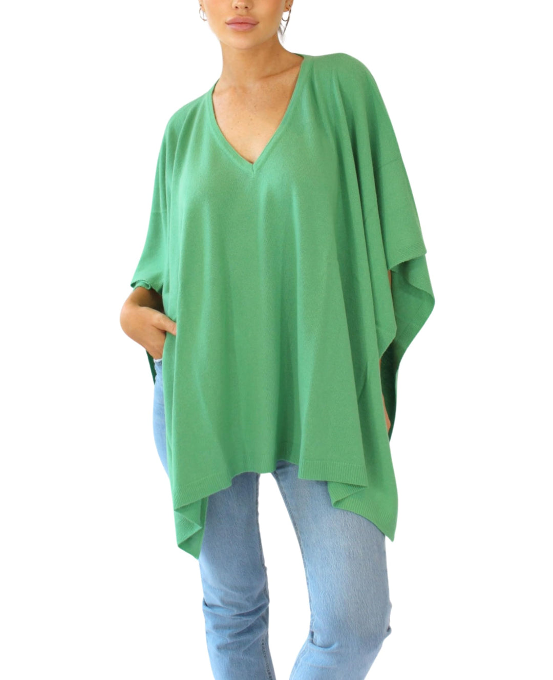 Win's Cashmere Poncho - Made in Italy Einheitsgrösse mandelgrün, Einheitsgröße mandelgr&#x