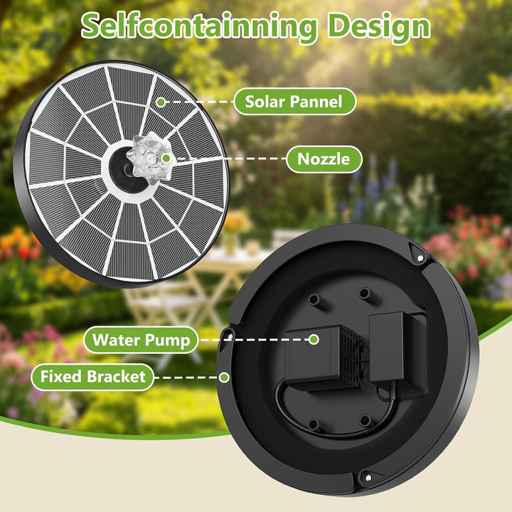 AISITIN Solar Springbrunnen für Aussen Upgraded,3,7W Solarbrunnen für Draussen mit 4 Sprüh Effekten,