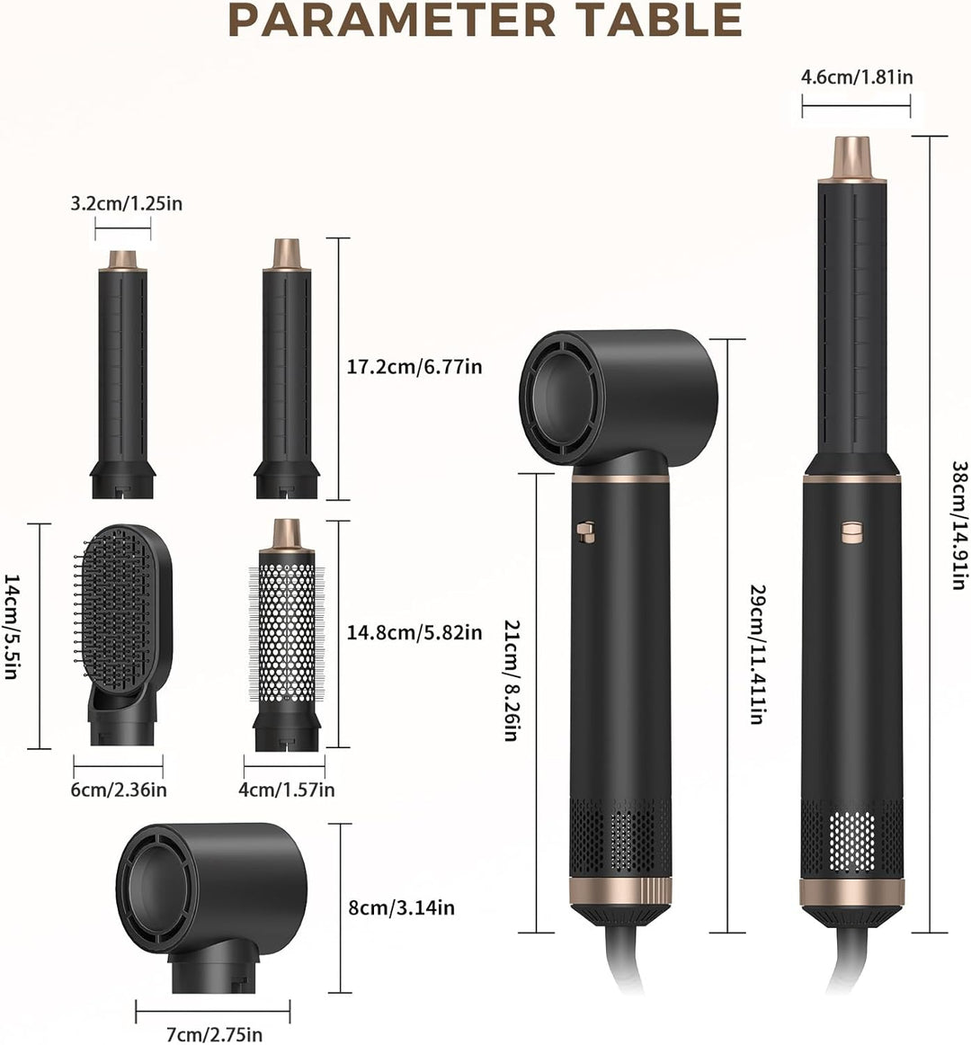 5 in 1 Hair Dryer Brush Hot Air Curling Brush Negative Ion Air Styler，Multi Function Blow Dryer Brus