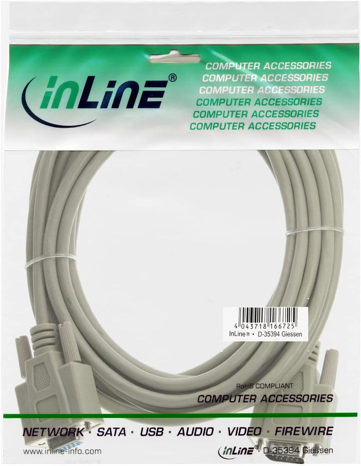 InLine 17736 VGA Verlängerung, 15pol HD Stecker / Buchse, 10m