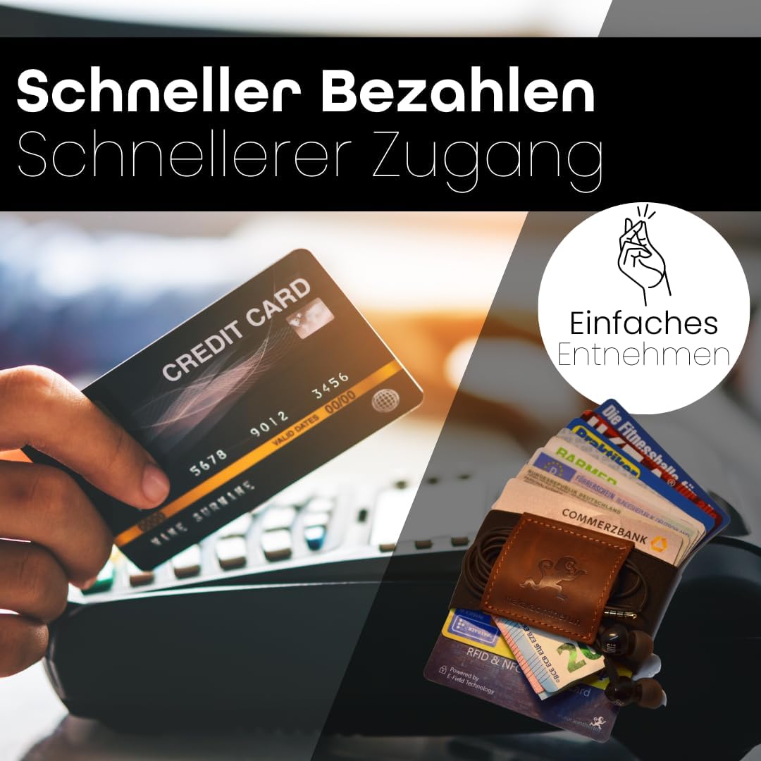 MakakaOnTheRun Slim Wallet Kartenetui Herren mit Münzfach, Kreditkartenetui für Herren - Geldbörsen,